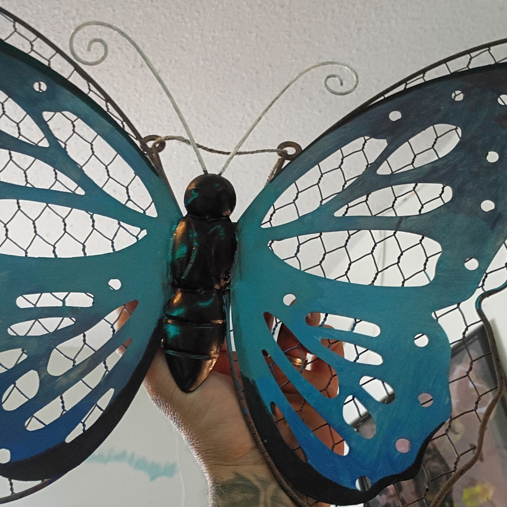 Blue Metal Butterfly Wall Art